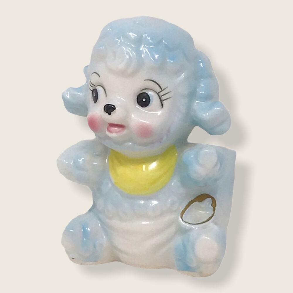 Baby Blue Ceramic Lamb Vase Planter Flower Pot Velco of Japan - Picture 2 of 7